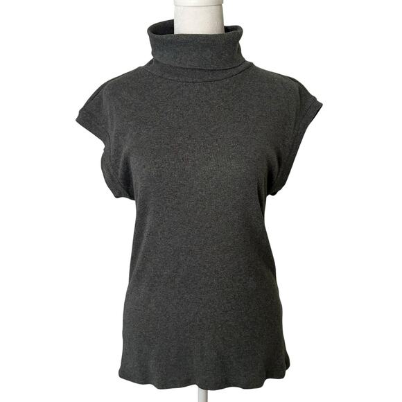 Banana Republic gray knit sleeveless turtleneck sweater top size M - Picture 1 of 12